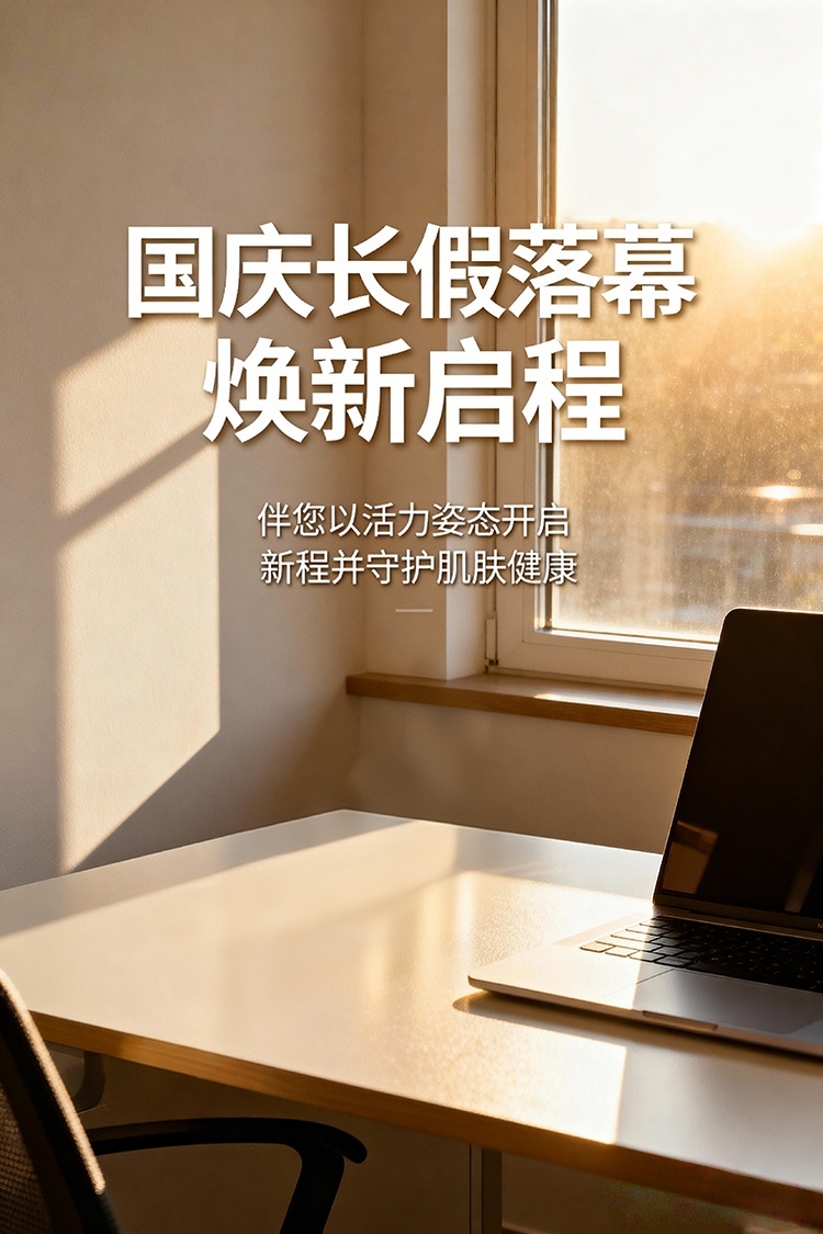 1759994206158565.jpg jimeng-2025-10-09-2588-清晨阳光透过窗户洒在办公桌上,桌上有护肤品和笔记本电脑,大字主标题“国庆长假落幕.._副本.jpg