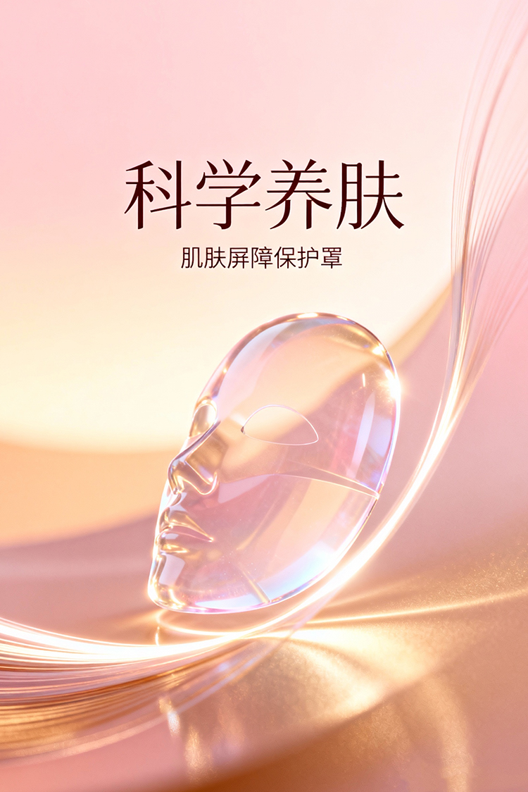 jimeng-2025-12-11-6609-现代简约科技感设计，护肤主题海报，采用温暖的粉金色调，主标题“科学养肤”使用优雅...jpg
